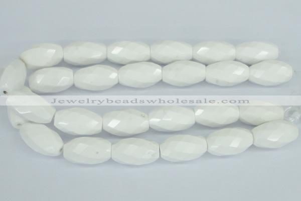 CAA29 15.5 inches 18*30mm faceted rice white agate gemstone beads