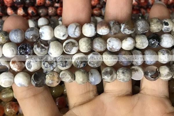 CAA2985 15 inches 8mm faceted round fire crackle agate beads wholesale