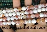 CAA2993 15 inches 8mm faceted round fire crackle agate beads wholesale