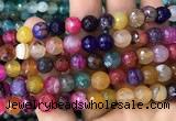 CAA3007 15 inches 8mm faceted round fire crackle agate beads wholesale