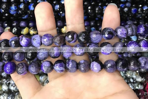 CAA3091 15 inches 10mm faceted round fire crackle agate beads wholesale