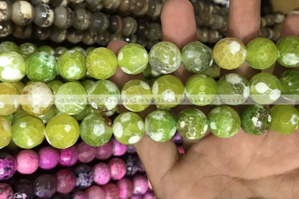 CAA3182 15 inches 14mm faceted round fire crackle agate beads wholesale