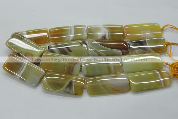 CAA323 15.5 inches 24*50mm rectangle yellow line agate beads