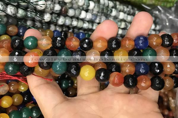 CAA3383 15 inches 10mm faceted round agate beads wholesale