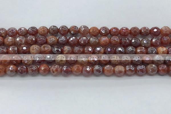 CAA3509 15.5 inches 6mm faceted round AB-color fire agate beads
