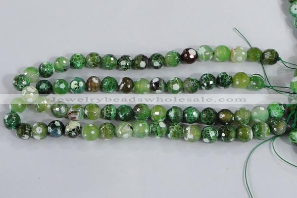 CAA376 15.5 inches 10mm faceted round fire crackle agate beads