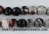 CAA386 15.5 inches 12mm faceted round fire crackle agate beads