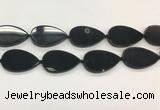 CAA4071 15.5 inches 30*50mm flat teardrop black agate gemstone beads