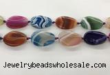 CAA4303 15.5 inches 25*35mm twisted oval line agate beads