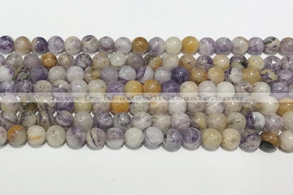 CAA5486 15 inches 6mm round purple flower stone beads