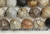 CAA5515 15 inches 8mm faceted round fire crackle agate beads