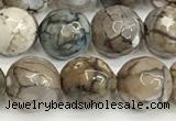CAA5532 15 inches 10mm faceted round fire crackle agate beads
