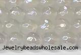 CAA5630 15 inches 6mm faceted round AB-color white agate beads