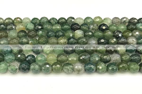 CAA5745 15 inches 6mm faceted round moss agate beads