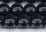 CAA5885 15 inches 8mm round black agate beads, 2mm hole