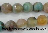 CAA719 15.5 inches 12mm faceted round fire crackle agate beads
