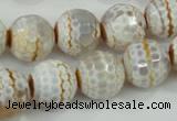 CAA724 15.5 inches 14mm faceted round fire crackle agate beads