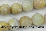 CAA726 15.5 inches 14mm faceted round fire crackle agate beads
