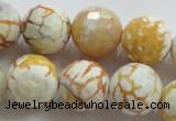CAA816 15.5 inches 16mm faceted round fire crackle agate beads