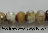 CAA829 15.5 inches 10*14mm faceted rondelle fire crackle agate beads