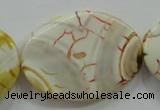 CAA845 15.5 inches 25*35mm twisted oval fire crackle agate beads