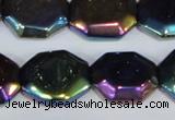 CAA862 15.5 inches 18*20mm octagonal AB-color black agate beads