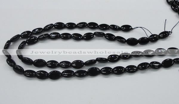 CAB318 15.5 inches 8*12mm oval black agate gemstone beads wholesale