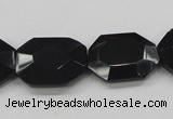 CAB325 15.5 inches 18*24mm faceted octagonal black agate gemstone beads