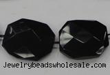 CAB326 15.5 inches 25*30mm faceted octagonal black agate gemstone beads