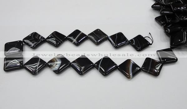 CAB327 15.5 inches 20*20mm diamond black agate gemstone beads
