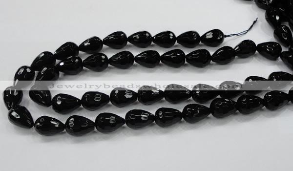 CAB331 15.5 inches 13*17mm faceted teardrop black agate gemstone beads