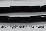CAB333 15.5 inches 8*12mm faceted column black agate gemstone beads