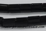 CAB334 15.5 inches 10*14mm faceted column black agate gemstone beads