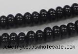 CAB339 15.5 inches 4*8mm rondelle black agate gemstone beads