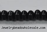 CAB340 15.5 inches 8*14mm hexagon rondelle black agate gemstone beads