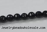 CAB343 15.5 inches 8mm faceted round black agate gemstone beads