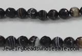 CAB347 15.5 inches 8mm faceted round black agate gemstone beads