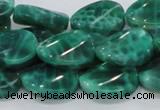 CAB58 15.5 inches 14*18mm twisted oval peafowl agate gemstone beads