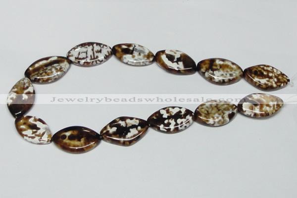 CAB636 15.5 inches 20*30mm marquise leopard skin agate beads