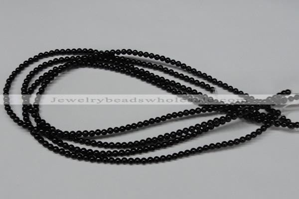 CAB721 15.5 inches 4mm round black agate gemstone beads wholesale