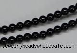 CAB722 15.5 inches 5mm round black agate gemstone beads wholesale