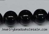 CAB728 15.5 inches 16mm round black agate gemstone beads wholesale