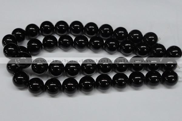 CAB729 15.5 inches 18mm round black agate gemstone beads wholesale