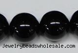 CAB730 15.5 inches 20mm round black agate gemstone beads wholesale