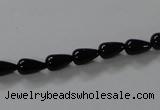 CAB732 15.5 inches 5*8mm teardrop black agate gemstone beads