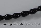 CAB733 15.5 inches 7*10mm teardrop black agate gemstone beads