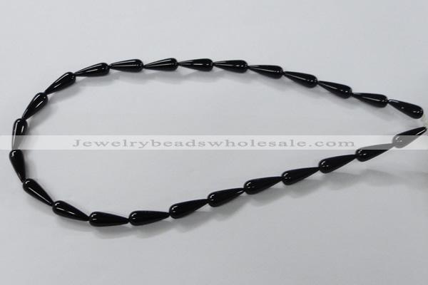CAB734 15.5 inches 6*16mm teardrop black agate gemstone beads