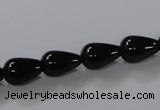 CAB735 15.5 inches 8*12mm teardrop black agate gemstone beads