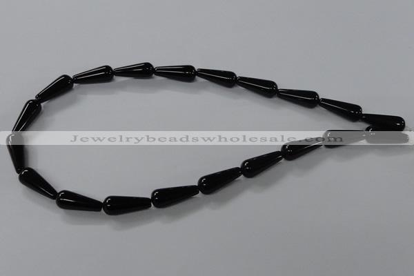 CAB737 15.5 inches 8*20mm teardrop black agate gemstone beads