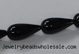 CAB739 15.5 inches 10*22mm teardrop black agate gemstone beads